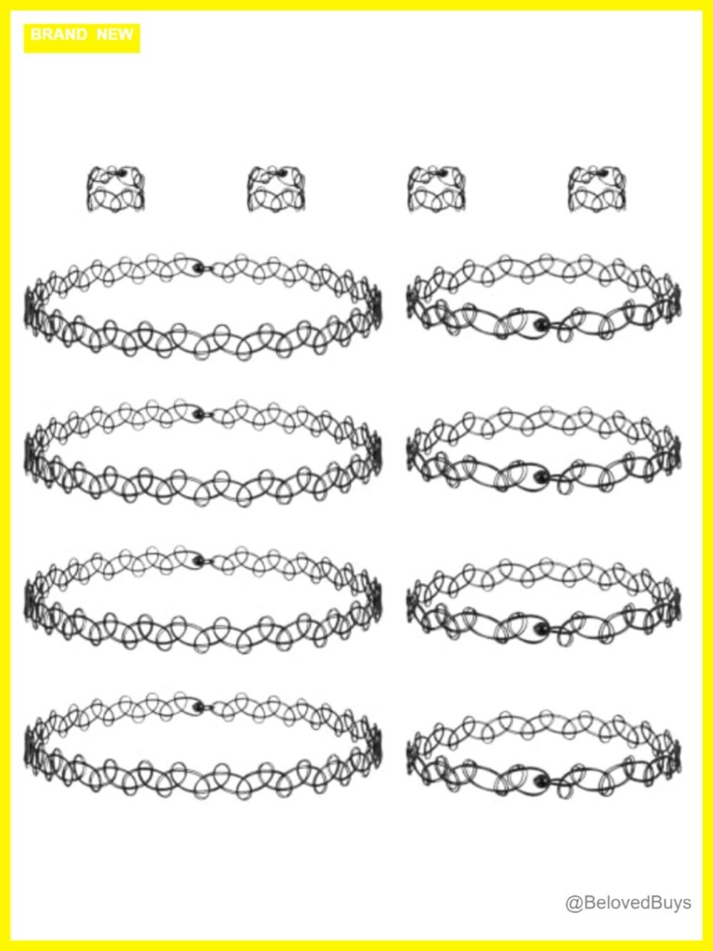 12pc Tattoo Choker Necklace Set Stretchy Gothic Y2K Retro
